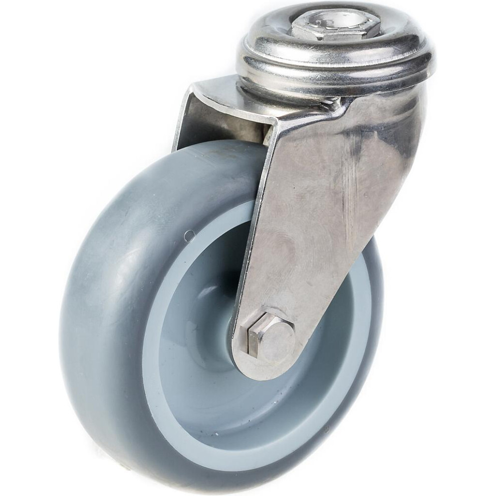 Parnells 75Mm 3" Stainless Steel Castor Grey Rubber, Swivel, 60Kg