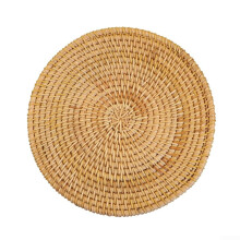 Handmade Rattan Placemats and Woven Coasters, Heat Resistant Table Mats for Dining and Tea Cups (20cm)