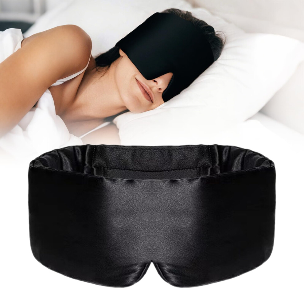 Mulberry Silk Sleep Mask for Men and Women with Adjustable Headband, Black Eye Cover for Travel and Night
