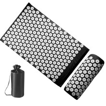 Foot Massage Mat Pressure Mat With Massage Pillow Set Back Mat For Neck And Back Discomfort Meditation Accessories Black