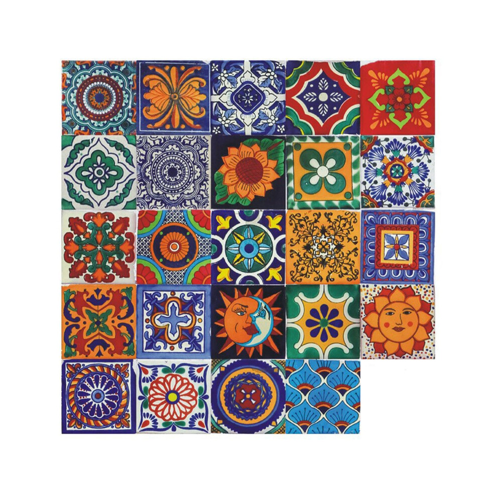 Tile Stickers 24 Pcs 3.93X3.93 Inch Bohemian Style Peel And Stick Diy Wall Decals For Kitchen Backsplash 9199774473262