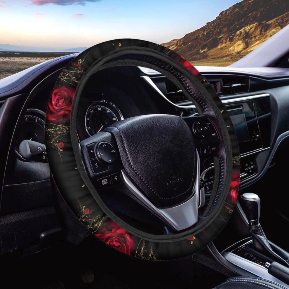 Steering Wheel Cover 15 Inch Universal Fit Neoprene With Retro Floral Design And Nonslip Grip 9199774473606