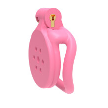 Small Pink Male Chastity Cage Nylon Resin Secure Lock Breathable Curve Fit BDSM for Couples