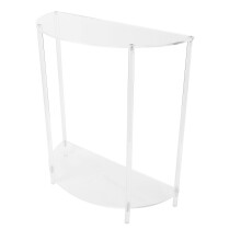 Semiellipse Acrylic Side Table 2 Tier Modern Small Nightstand 45x41x18cm