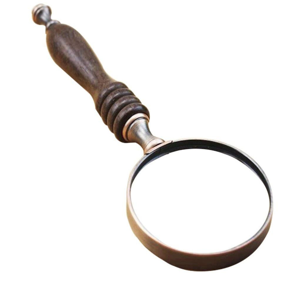 Screen Magnifier Ebony Handle 20X Optical Glass Lens LED Light Bronze Antique Identification Magnifier