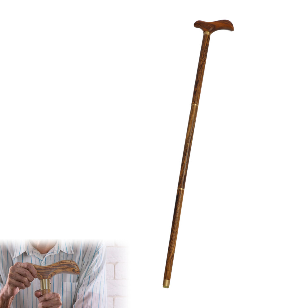 Ebony Wooden Folding Walking Cane with T Handle 87cm for Elderly