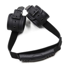 Handcuffs Leather With Belt Handles Hand Restraints for BDSM Bondage Fetish Toys for Couples Women and Men Extreme
