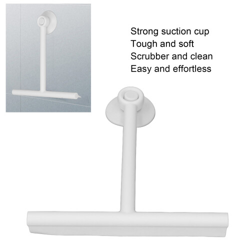 All Purpose Glass Shower Squeegee with Suction Cup Soft Silicone Reusable White 1