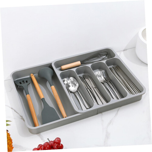 Expandable Silverware Drawer Organizer Tray Compartments Thickened PP Utensil Holder ScratchResistant EasyClean 1