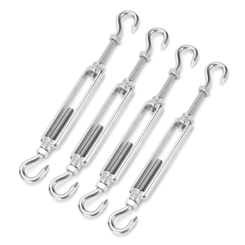 Wire Rope Tension Kit Stainless Steel 4Pcs M6 Hook To Hook Turnbuckles 4911378361098