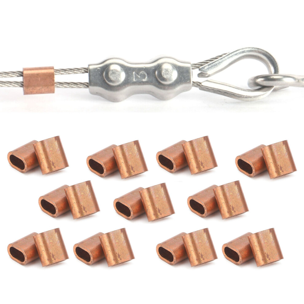 20Pcs Copper M3 Wire Rope Sleeve Crimping Loop Clamps Fastening Kit 7891378361694