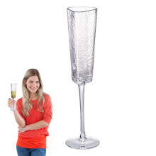 Gold Rim Champagne Flutes Lead Crystal Wine Glasses Luxury Hammered Design Thick Base
