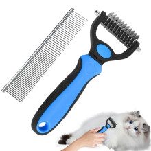 Cat Hair Comb Ergonomic Steel Brush With Thick Teeth On Both Sides For Knot Removal Cat Grooming