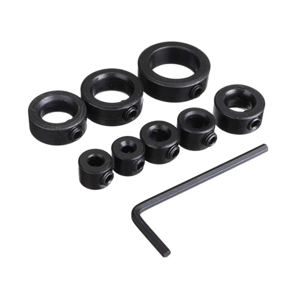 Drill Depth Stop Bit Collar Set Adjustable Positioner, 9Piece, Onesize, Allen Wrench Included, Woodworking Tool 9199774475648