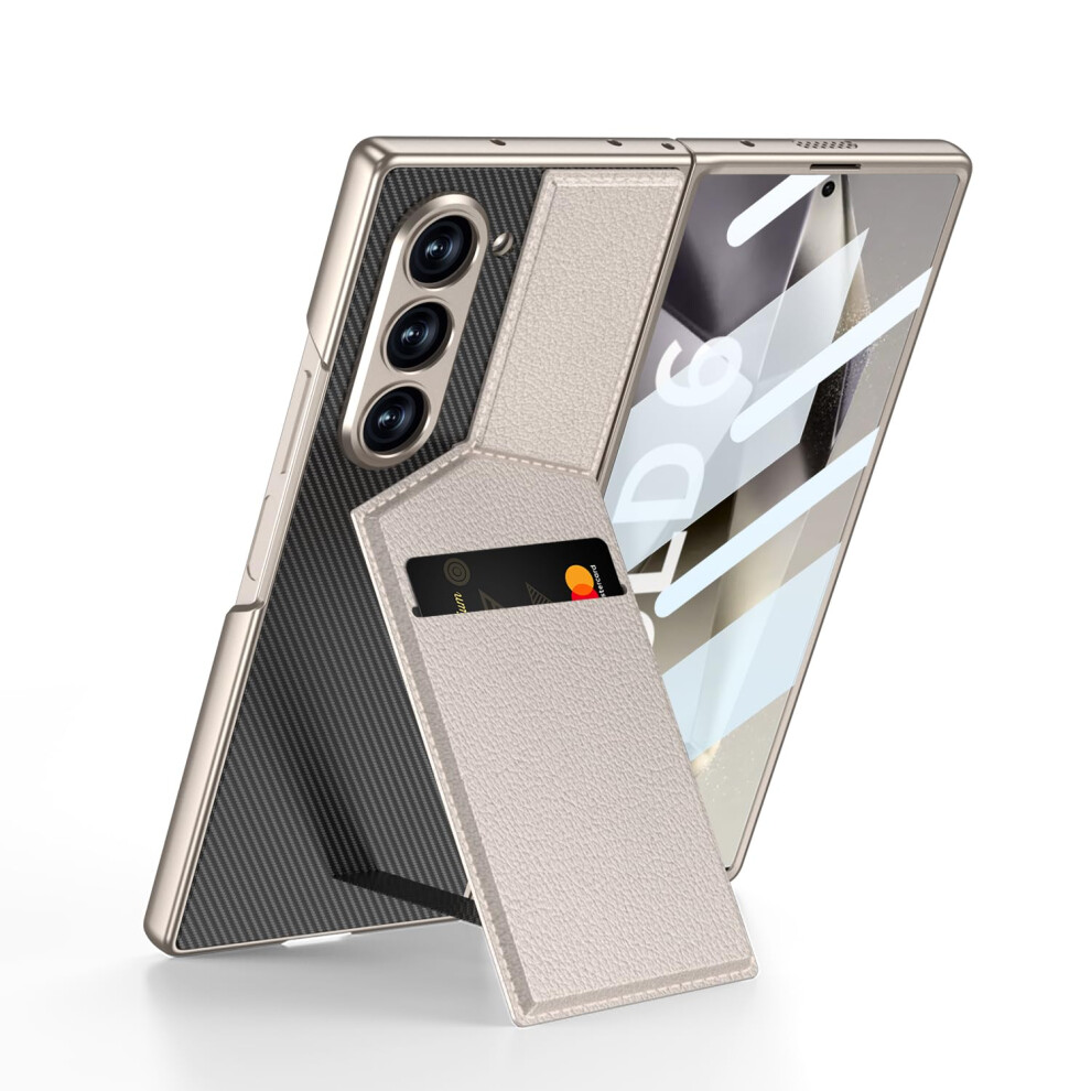Leather Drop Resistant Military Grade Protection Case For Samsung Galaxy Z Fold 6 Gold 9187378764176