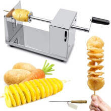 Manual Stainless Steel Spiral Vegetable Cutter Tornado Potato Maker for Kitchen and BBQ