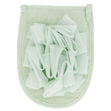 Bucha vegetal macia e esponja de banho com tecido fosco, fácil de pendurar e secar, ideal para esfoliação e limpeza, em malha colorida.