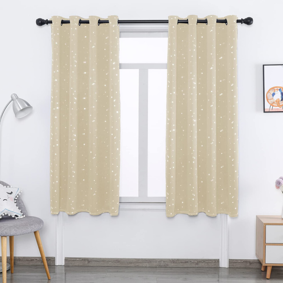Kids Blackout Curtains Thermal Insulated Soundproof 1 Panel Beige W90xh72in Eyelet For Nursery Bedroom Cream