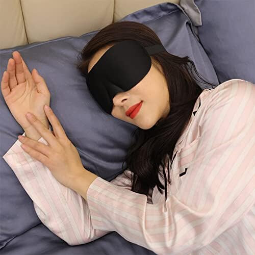 3D Contoured Sleeping Mask with Soft Memory Foam for  Light Blocking Travel Navy Blue 1
