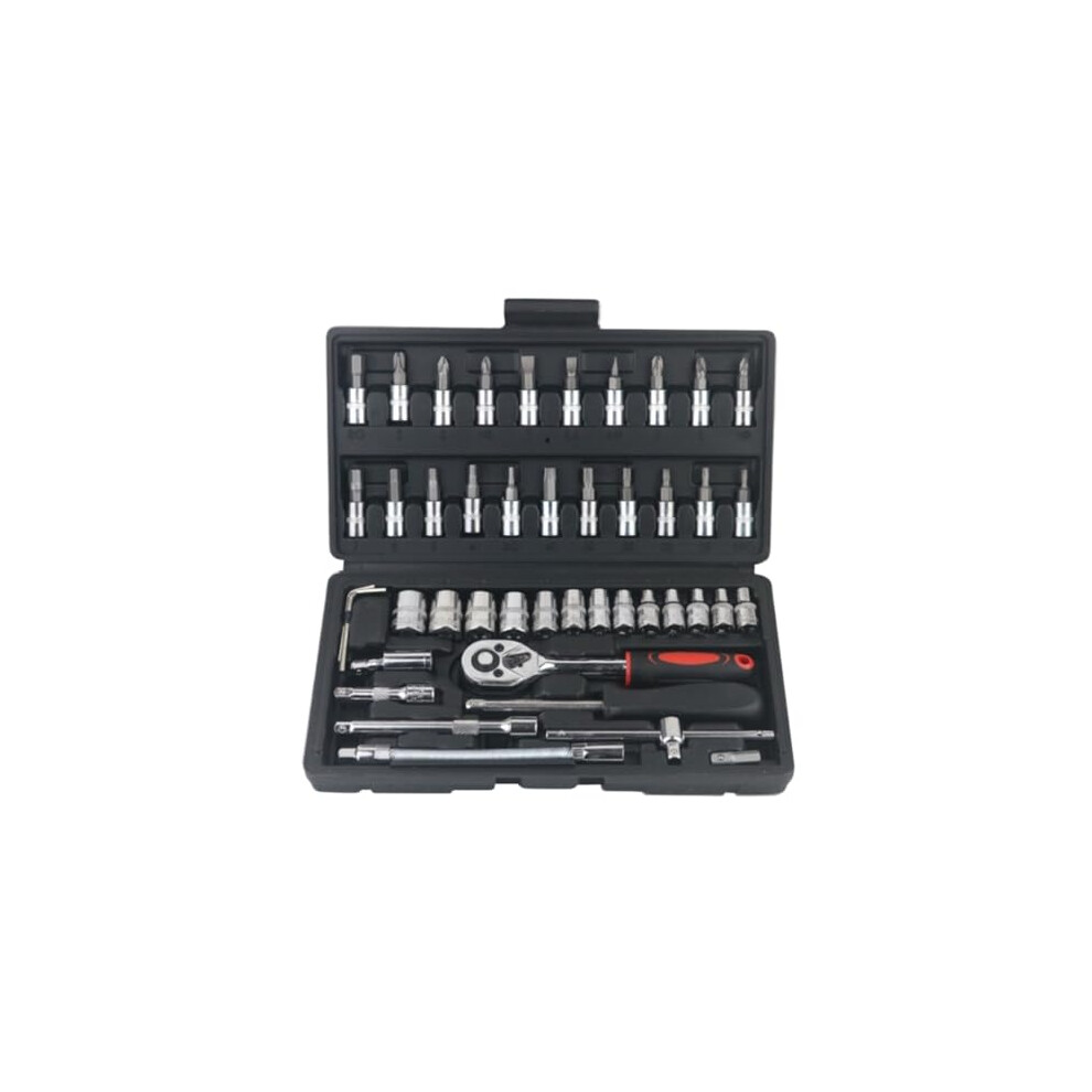 Tool Kit Set 46Piece Openend Spanners Sockets Ratchet Wrenches Sleeve Key Sets For Car And Home Use Black 9094768729243