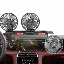 Car Fan TripleHead Cooling USB 12V 24V Dual Speed Low Noise for SUV Truck RV Camping Travel