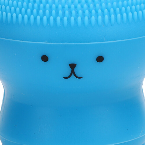 Compact Blue Pet Bath Brush with Integrated Shampoo Dispenser Soft Rubber 2