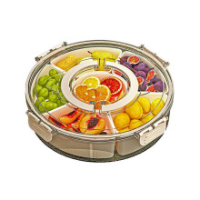 Snack Box 28 Cm With Cover Rotating Snack Box Rotator Cabin Snack Plate Storage For Sweets Biscuits Fruits