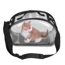 Gray M Pet Carrier - Transparent Collapsible Shoulder Bag with Ventilation