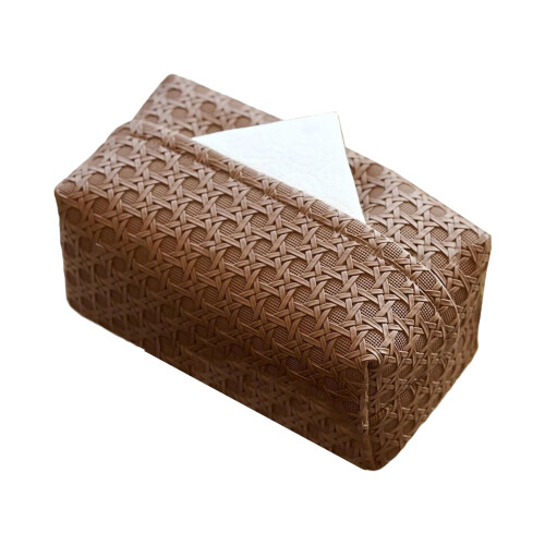 Couvercle de boîte à mouchoirs en cuir PU polyvalent,-brun