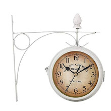 Wall Clock Outdoor Garden Clock 9Inch DoubleSided Wrought Iron Waterproof Quartz