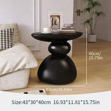 ((black) 40cm/15.75in) Stone-Shaped Creative Side Table | Classic Resin Coffee Table for Living Room and Bedroom, Ideal for Christmas,