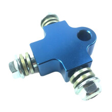 Motorcycle Brake Hose Connector Triple Way Adapter with Bracket Blue Kit for ATV and OffRoad