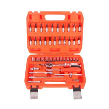 Socket Ratchet Wrench Set 46Piece Orange Kit With Ratchet Universal Joint Torx Bit Sockets For Auto And Home