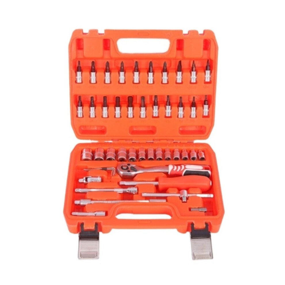 Socket Ratchet Wrench Set 46Piece Orange Kit With Ratchet Universal Joint Torx Bit Sockets For Auto And Home 9094768731079