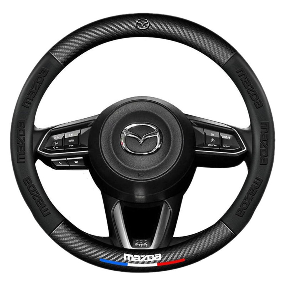 Leather Car Steering Wheel Cover For Mazda 3 20132018, 38Cm Nonslip Breathable All Seasons 9199774479592