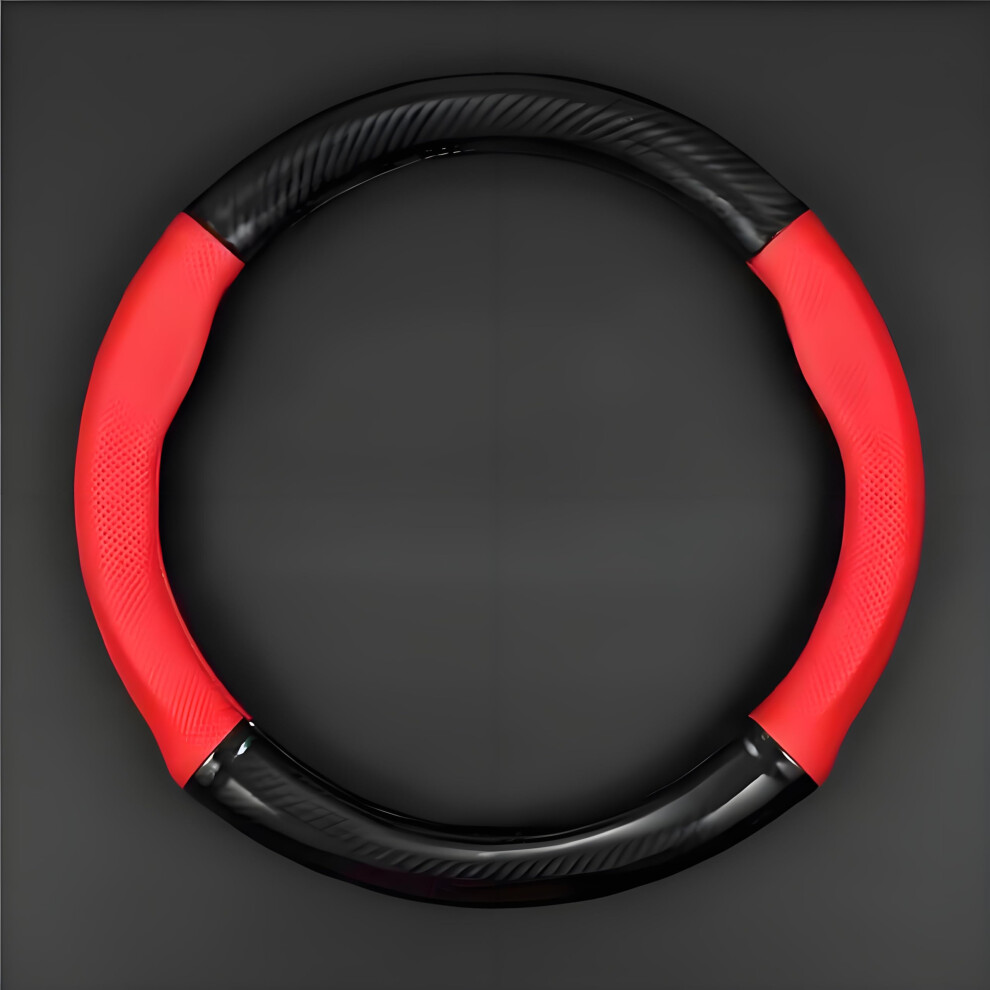Car Steering Wheel Cover Leather Carbon Fiber For Ford Transit Custom 20232025, Breathable Antislip Red 9094768741306