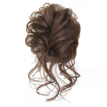 Fashionable Light Brown Messy Bun Hairpiece Synthetic Wavy Curly Updo Clip For Women Daily Wear Hair Accessories