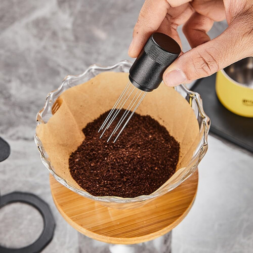 Coffee Grounds Distributor Needle Type Coffee Leveler Tool Storage Base 8Prong Elastic Needles Espresso Distribution 1