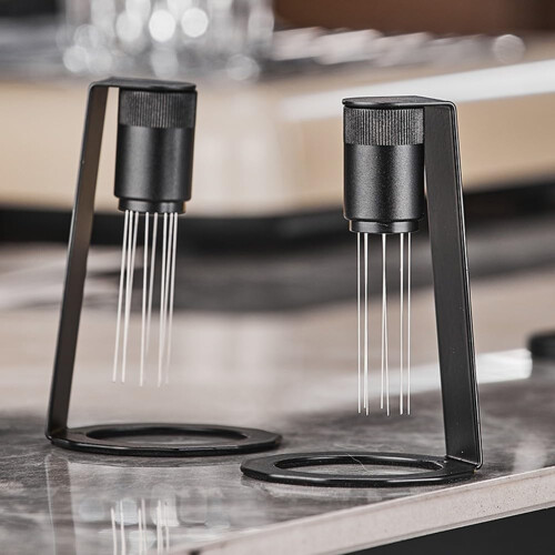Coffee Grounds Distributor Needle Type Coffee Leveler Tool Storage Base 8Prong Elastic Needles Espresso Distribution 2