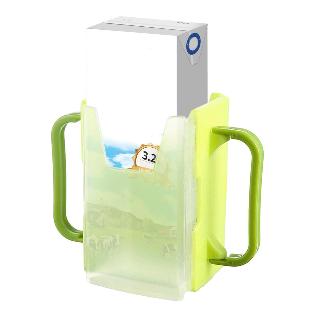 Juice Box Holder For Kids, Spillproof Adjustable Drink Cup With Nonslip Handles, Green