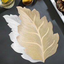 PVC Placemats Set of 2, 3D Embossed Leaf, Heat Resistant NonSlip, Washable Woven Vinyl Dining Mats