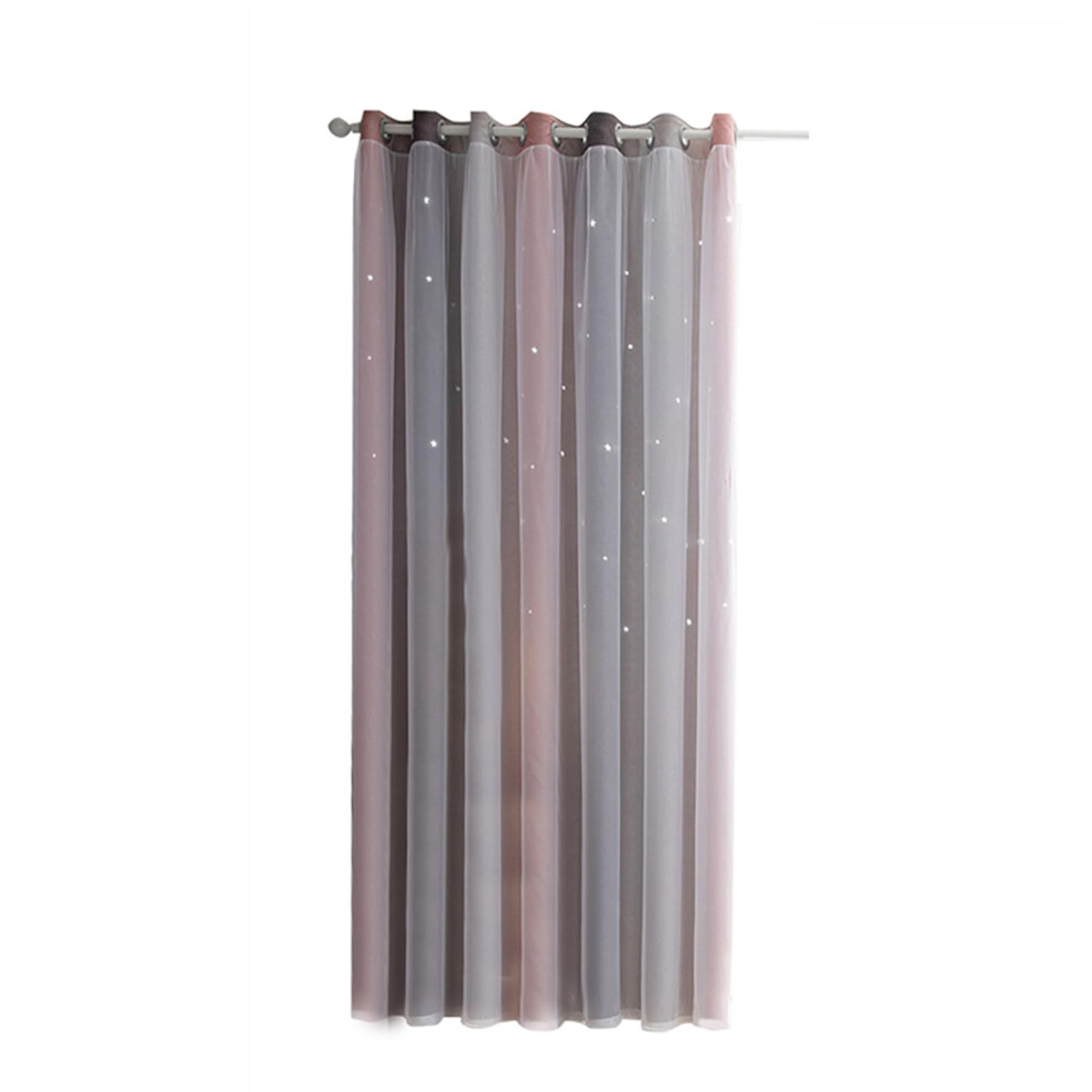 Star Curtains Hollow Star Yarn Gradient Curtains For Girls Bedroom Bunk Bed 53W X 85L Gray