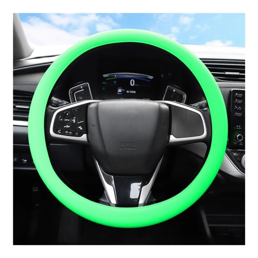 Fluorescent Silicone Car Steering Wheel Cover Nonslip Secure Grip Universal Fit Green 9094768743751