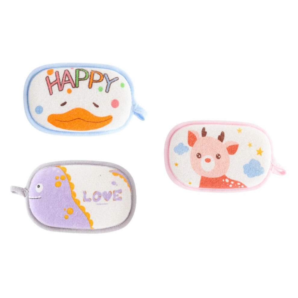 3pcs Cartoon Bath Sponges Lightweight Exfoliating Scrubbers for Durable Soft Bath Towels