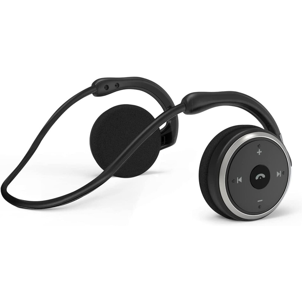 Behind The Head Headphones Bluetooth 5.0 Neckband Foldable Wireless Sweatproof Headset With Mic And Case Black 9199774482776