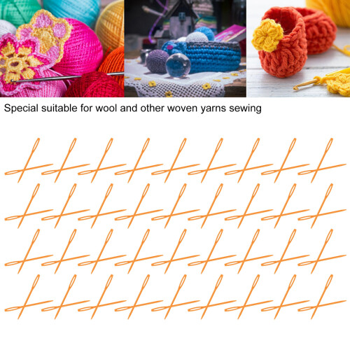 1000 Large Eye Plastic Needles for Sewing and Yarn Projects Orange 2