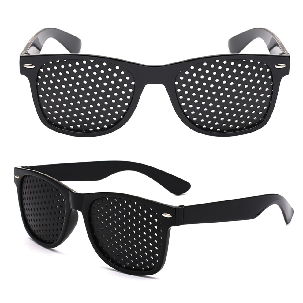 2Pcs Pinhole Glasses for Vision Improvement and Eye Training, Unisex Small Hole Black Fatigue Relief