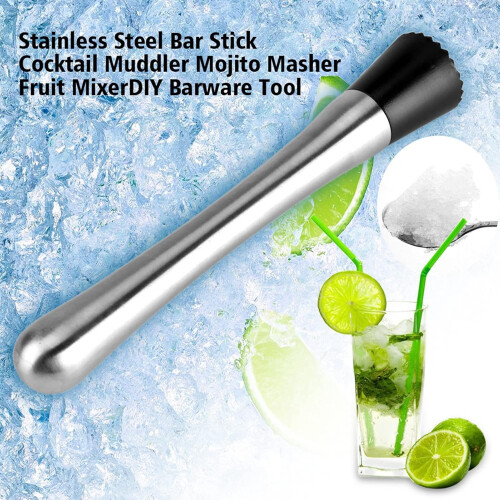 Stainless Steel Cocktail Muddler Bar Tool with Ergonomic Grip for Mojitos and Fruit Drinks 1