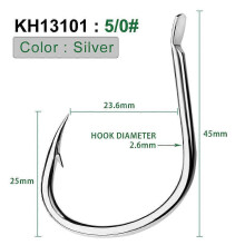 (5) Lot 50pcs Strong Circle Fishing Hook Barbed High Carbon Steel Fishook 1/0#-5/0#