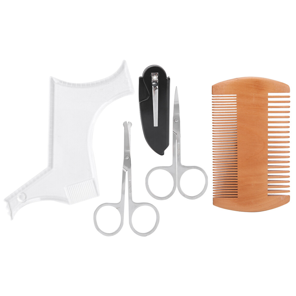 Beard Shaping Tool Transparent Template Comb Double Sided Fine Thick Teeth Scissors Trimming Nose Hair Eyelashes Stainless Steel For Men